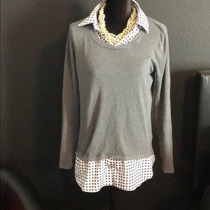 Gray sweater & attached collar shirt